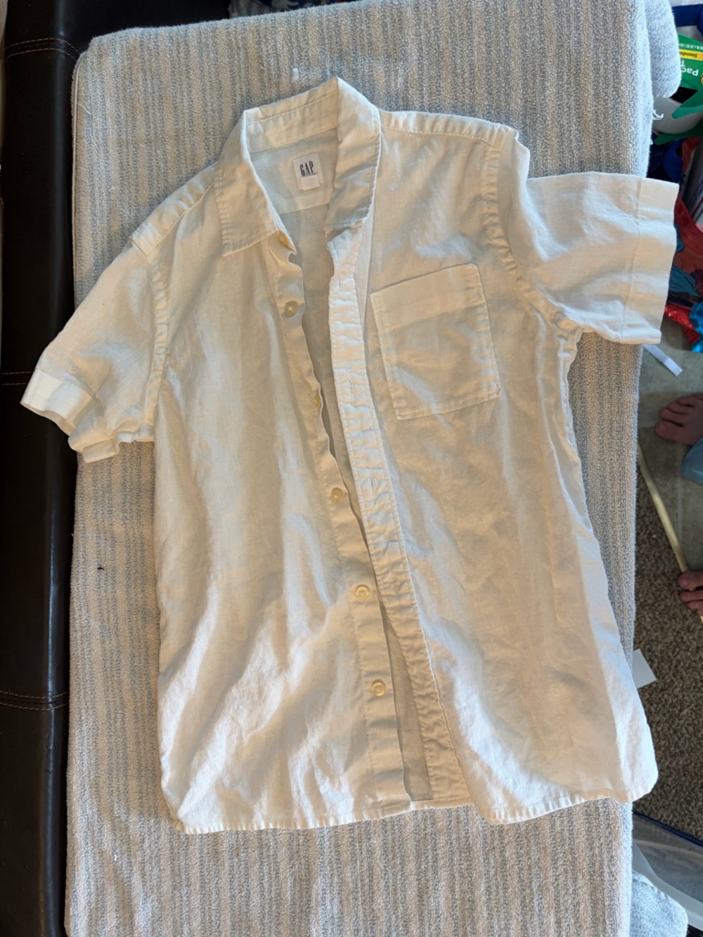 GAP Kids Cotton Blend White Short-Sleeve Button Shirt